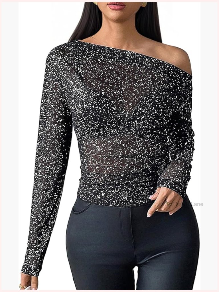 Sheer Mesh Long Sleeve Crop Top Layering Tee Bodycon Clubwear